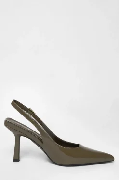 Quiz Patent Sling Back Court Heels Olive Clearance