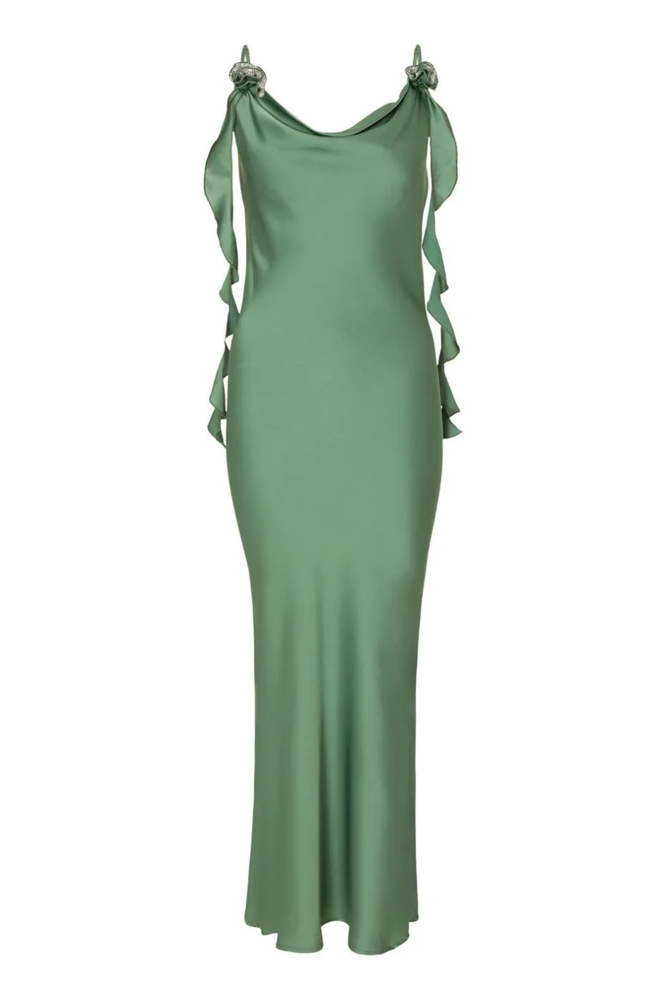 Quiz Satin Corsage Midaxi Dress Olive Discount