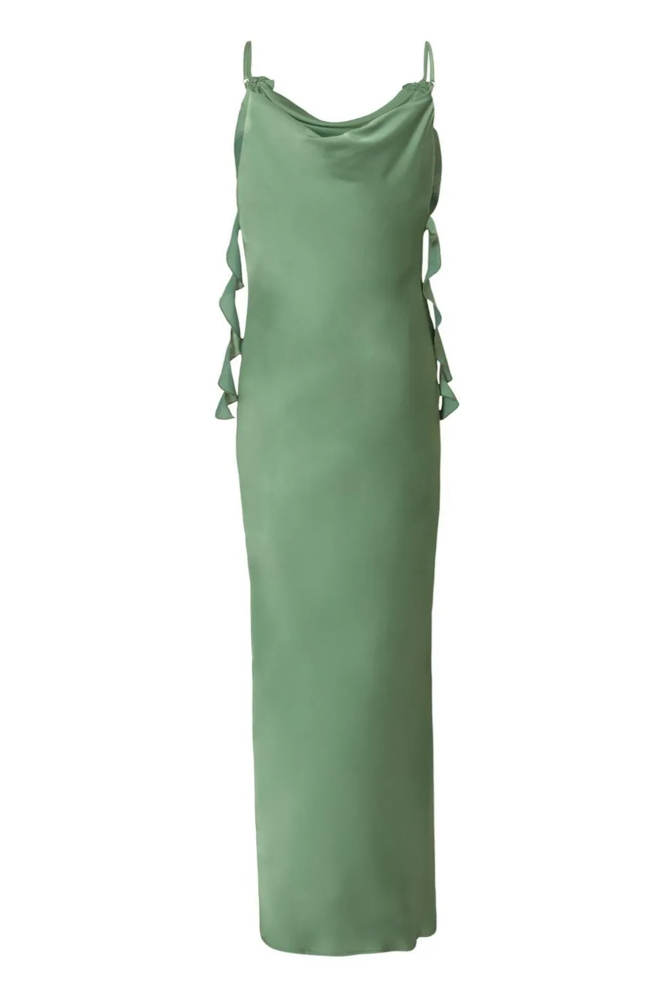 Quiz Satin Corsage Midaxi Dress Olive Discount