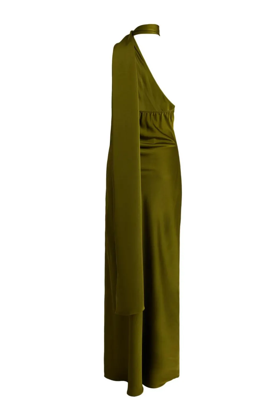 Quiz Satin Wrap Neck Maxi Dress Olive Clearance