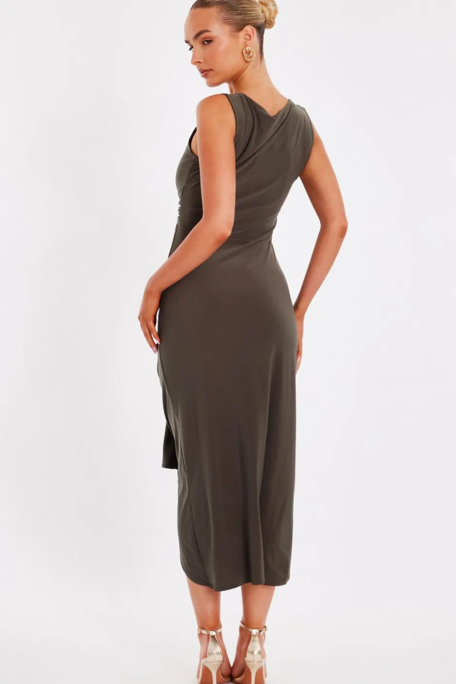 Quiz Olive Wrap Midaxi Dress Discount