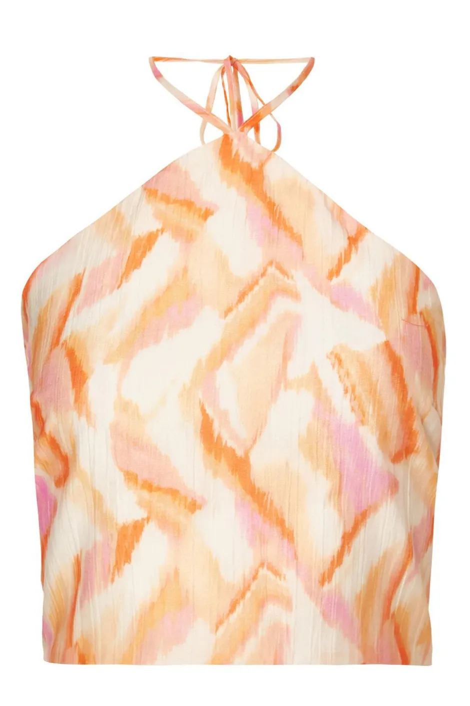 Quiz Orange Abstract Halter Neck Top
