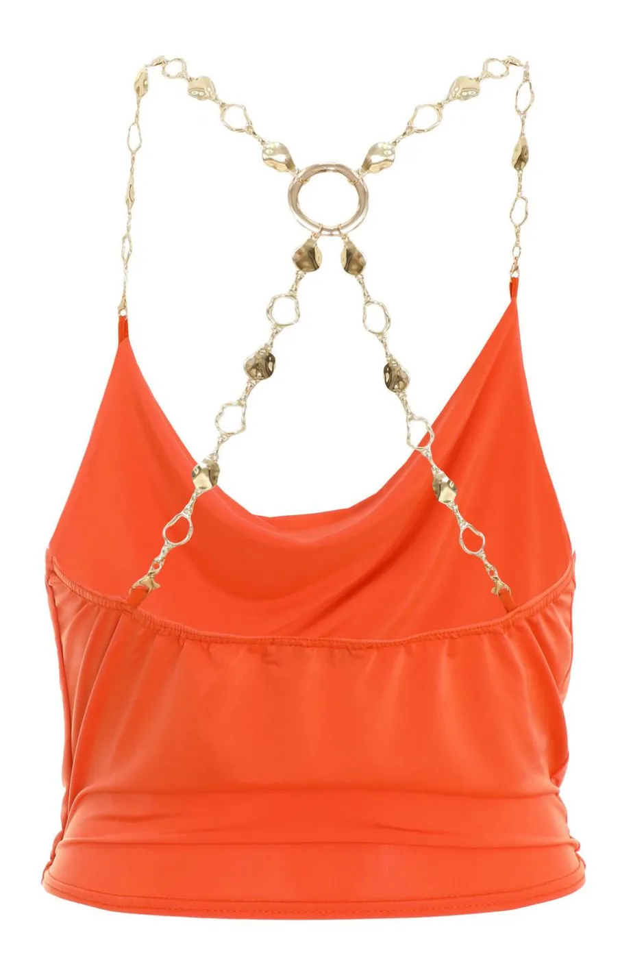 Quiz Orange Cowl Neck Chain Crop Top Hot