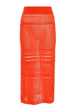 Quiz Crochet Midi Skirt Orange Discount