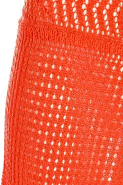 Quiz Crochet Midi Skirt Orange Discount