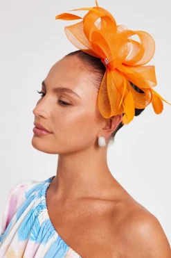 Quiz Diamante Headband Fascinator Orange Outlet