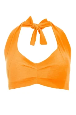 Quiz Orange Halter Neck Crop Top Outlet