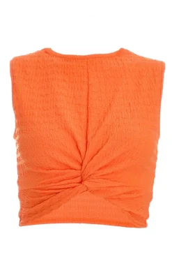 Quiz Orange Knot Front Crop Top Best