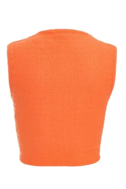 Quiz Orange Knot Front Crop Top Best