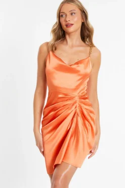Quiz Orange Satin Mini Dress New