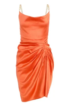 Quiz Orange Satin Mini Dress New