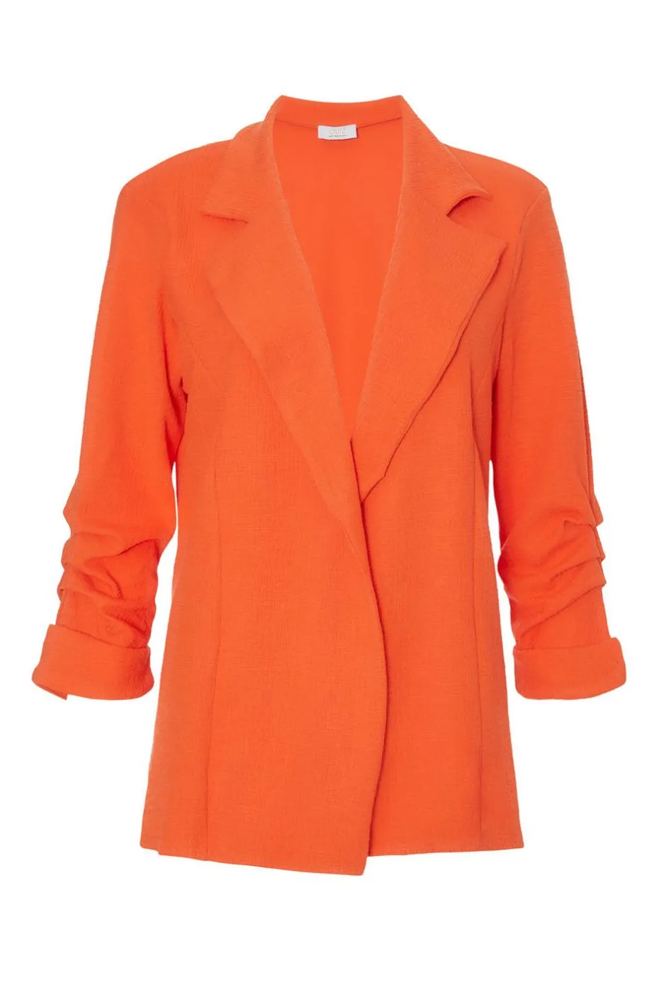 Quiz Textured Ruched Sleeve Blazer Orange Outlet