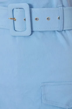 Quiz Pale Blue Belted Playsuit Outlet