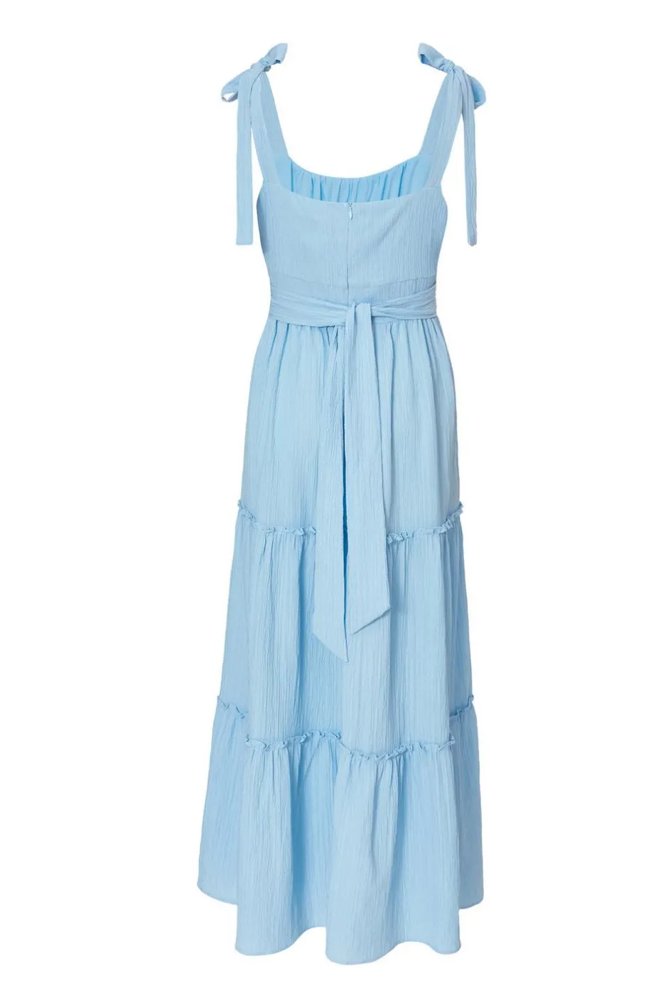 Quiz Crinkle Midaxi Dress Pale Blue Clearance