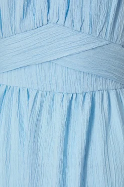 Quiz Crinkle Midaxi Dress Pale Blue Clearance