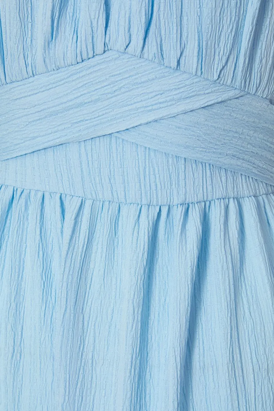 Quiz Crinkle Midaxi Dress Pale Blue Clearance