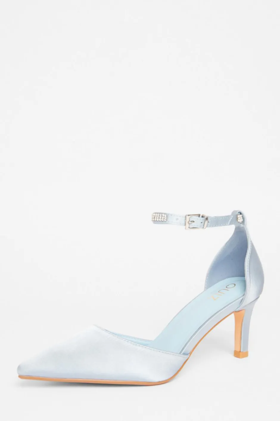 Quiz Diamante Strap Court Heels Pale Blue Outlet