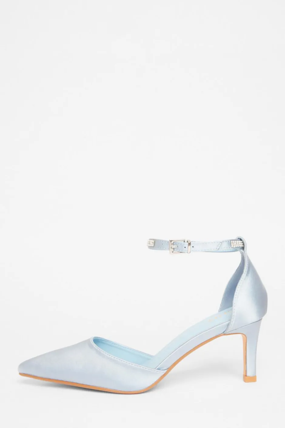 Quiz Diamante Strap Court Heels Pale Blue Outlet