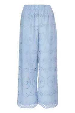 Quiz Pale Blue Embroidered Trousers Sale