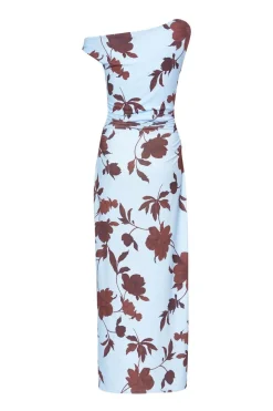 Quiz Pale Blue Floral Asymmetric Midaxi Dress Online