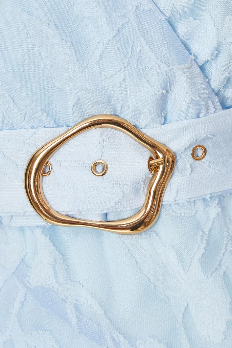 Quiz Frill Belted Skater Dress Pale Blue Clearance
