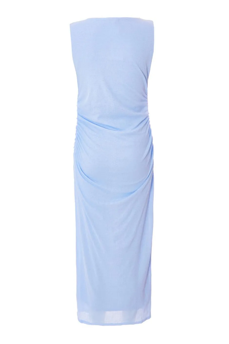 Quiz Frill Midi Dress Pale Blue Outlet