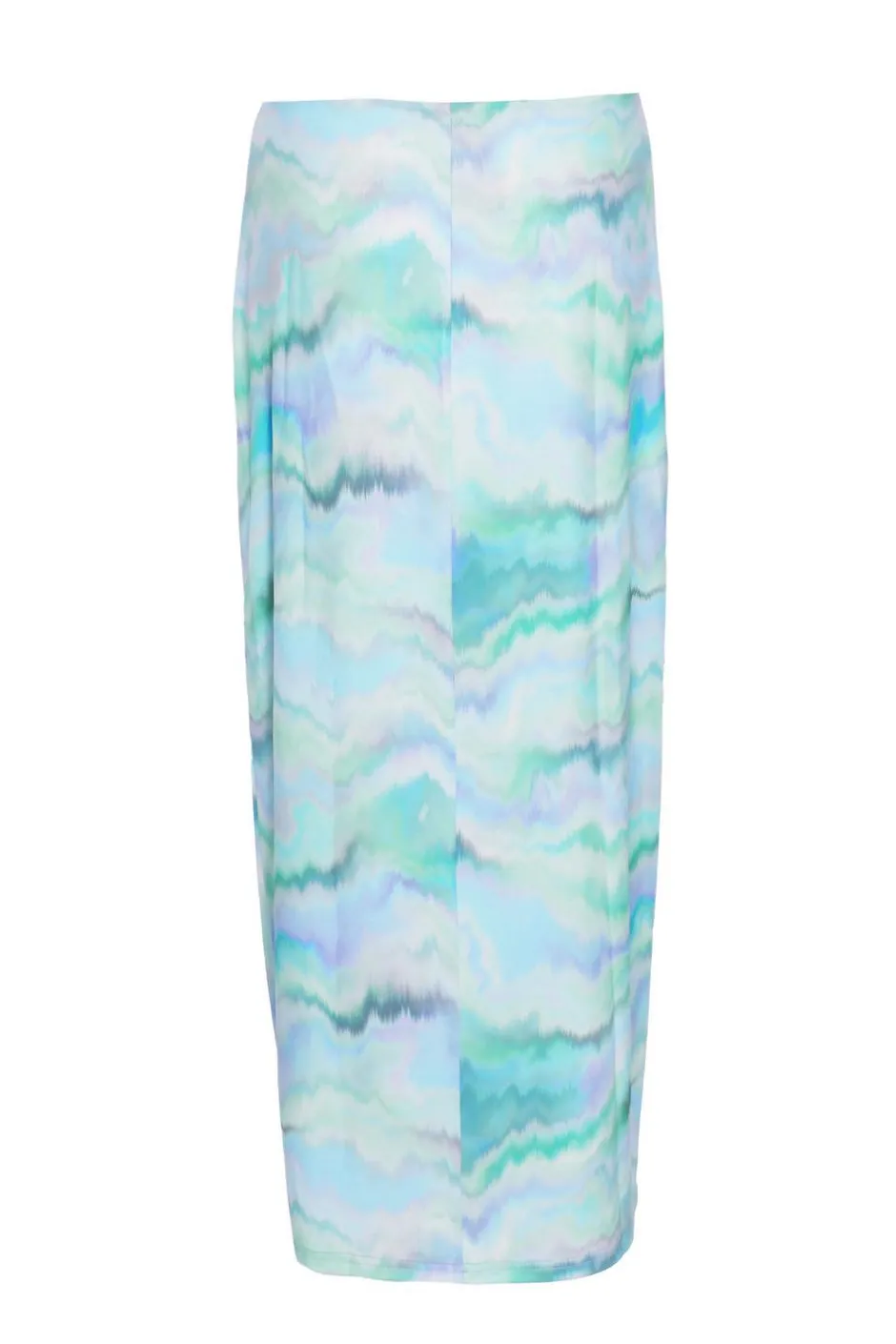 Quiz Pale Blue Marble Print Ruched Midi Skirt Clearance