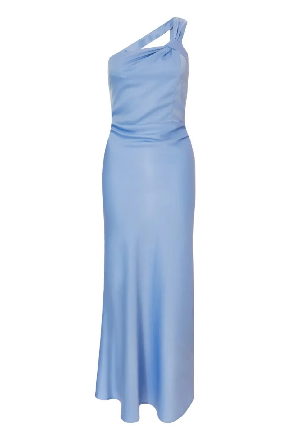 Quiz One Shoulder Midaxi Dress Pale Blue