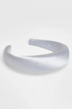Quiz Satin Diamante Headband Pale Blue New