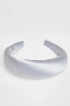 Quiz Satin Diamante Headband Pale Blue New