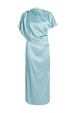 Quiz Pale Blue Satin Midi Dress Clearance