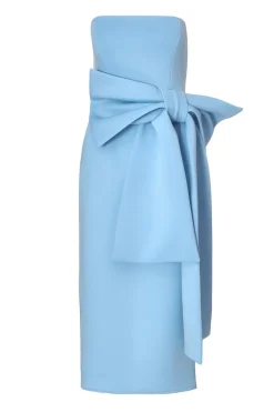 Quiz Strapless Bow Midi Dress Pale Blue Best