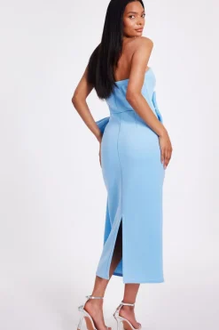 Quiz Strapless Bow Midi Dress Pale Blue Best