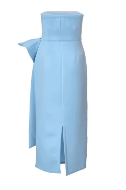 Quiz Strapless Bow Midi Dress Pale Blue Best