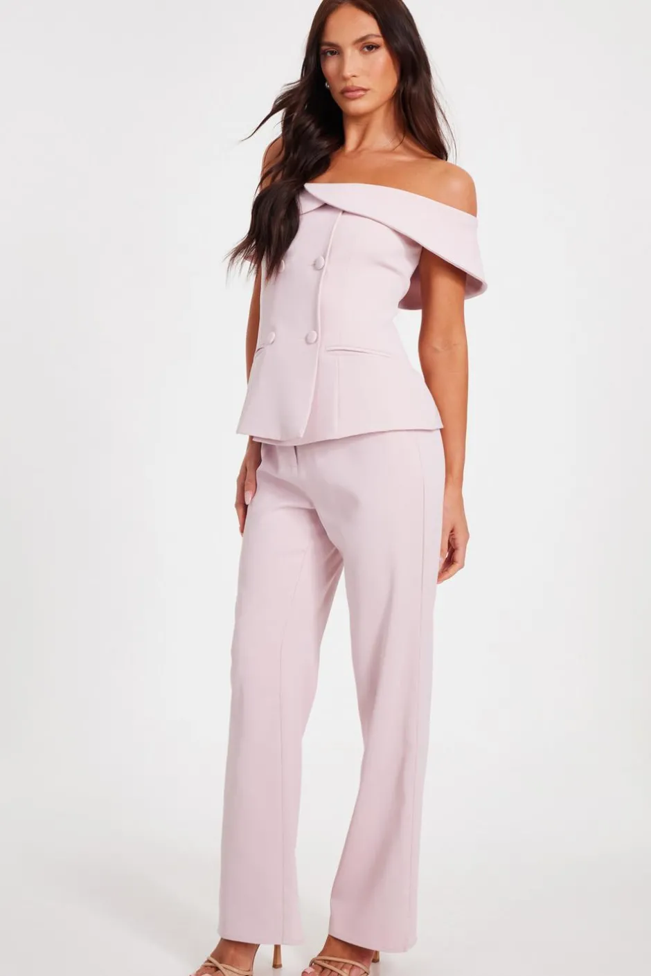 Quiz Bardot Waistcoat Pale Pink Discount
