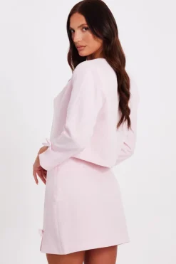 Quiz Bow Detail Skirt Pale Pink Outlet