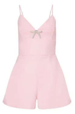 Quiz Bow Front Playsuit Pale Pink Discount