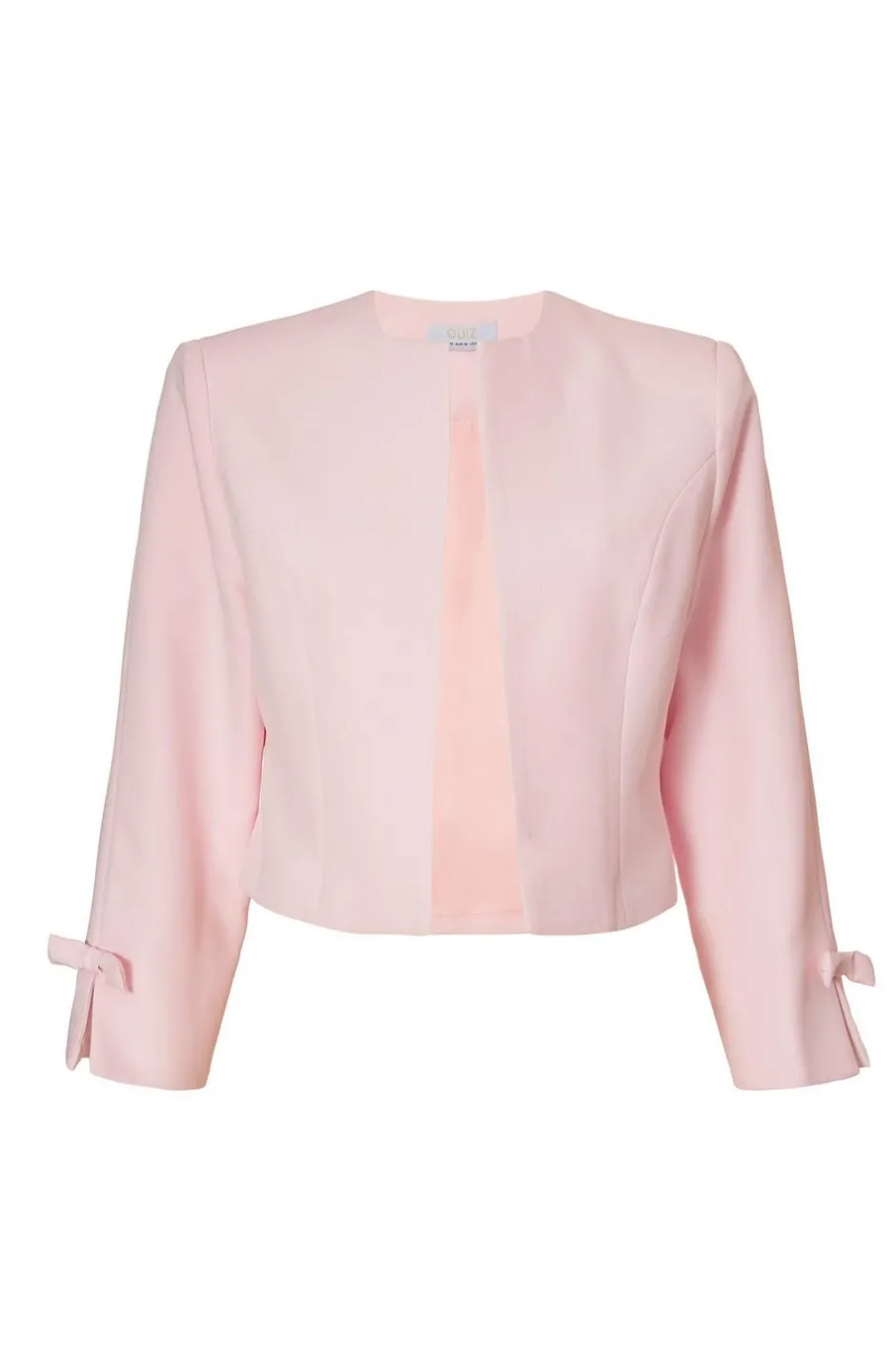 Quiz Bow Sleeve Cropped Blazer Pale Pink Online