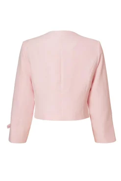 Quiz Bow Sleeve Cropped Blazer Pale Pink Online
