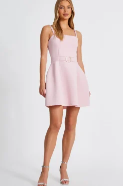 Quiz Pale Pink Buckle Mini Dress New