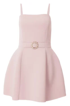 Quiz Pale Pink Buckle Mini Dress New