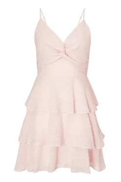 Quiz Pale Pink Chiffon Tiered Mini Dress Online