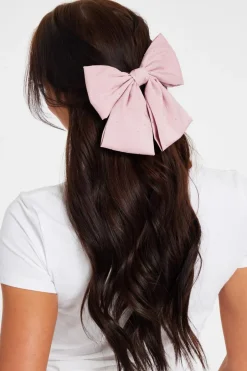 Quiz Pale Pink Diamante Hair Bow Clearance