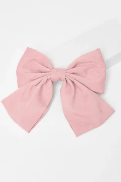 Quiz Pale Pink Diamante Hair Bow Clearance