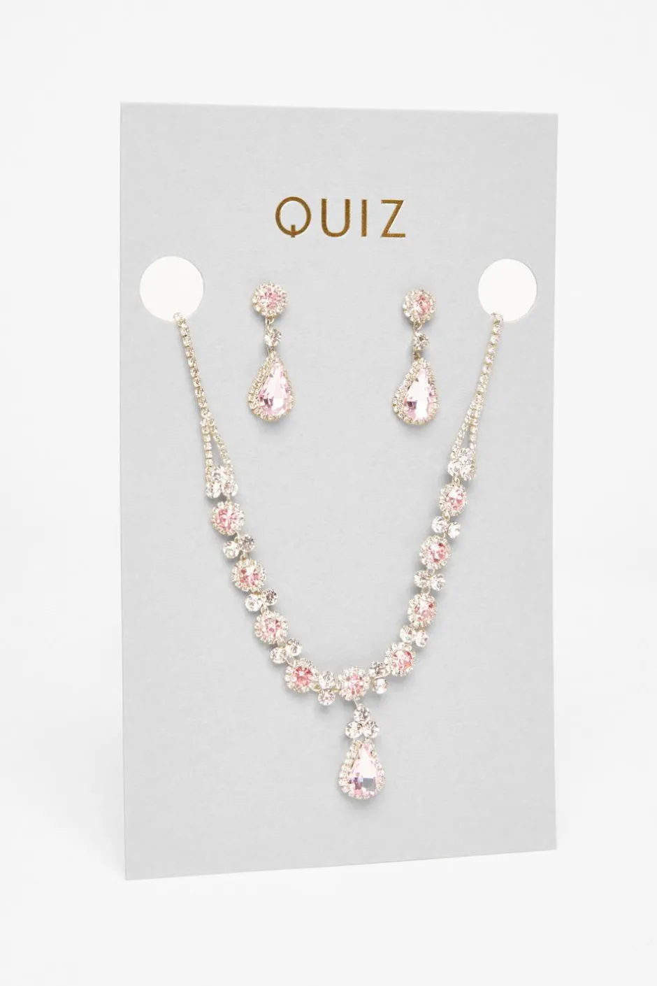 Quiz Diamante Tear Drop Set Pale Pink Online