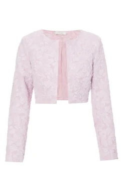 Quiz Pale Pink Jacquard Crop Jacket Outlet
