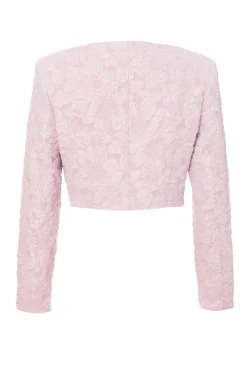 Quiz Pale Pink Jacquard Crop Jacket Outlet