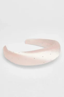 Quiz Satin Diamante Headband Pale Pink Hot