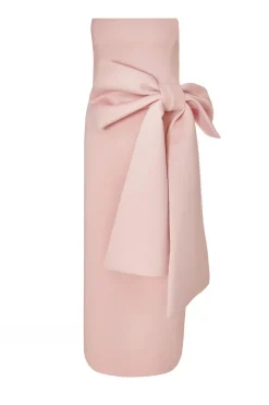Quiz Strapless Bow Midaxi Dress Pale Pink Hot