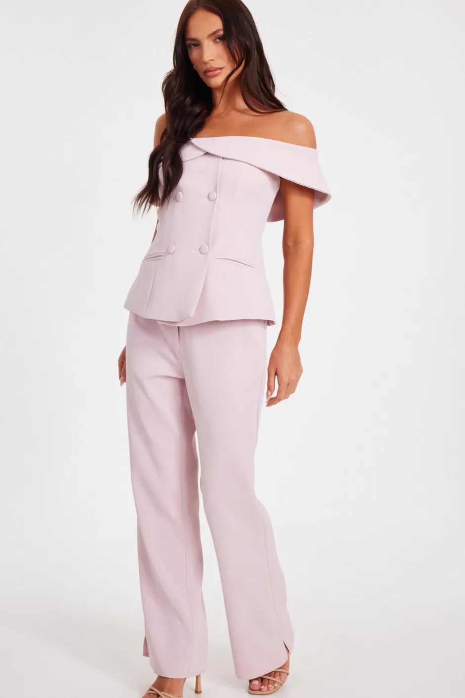 Quiz Tailored Trousers Pale Pink Best